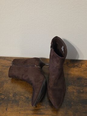 Rachel Zoe Dark Brown Suede Pointed-Toe Ankle Booties